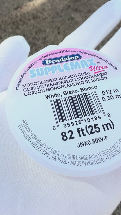 Supplemax ultra nylon monofilament thread 0.30mm white 25 meter spool for jewelry stringing