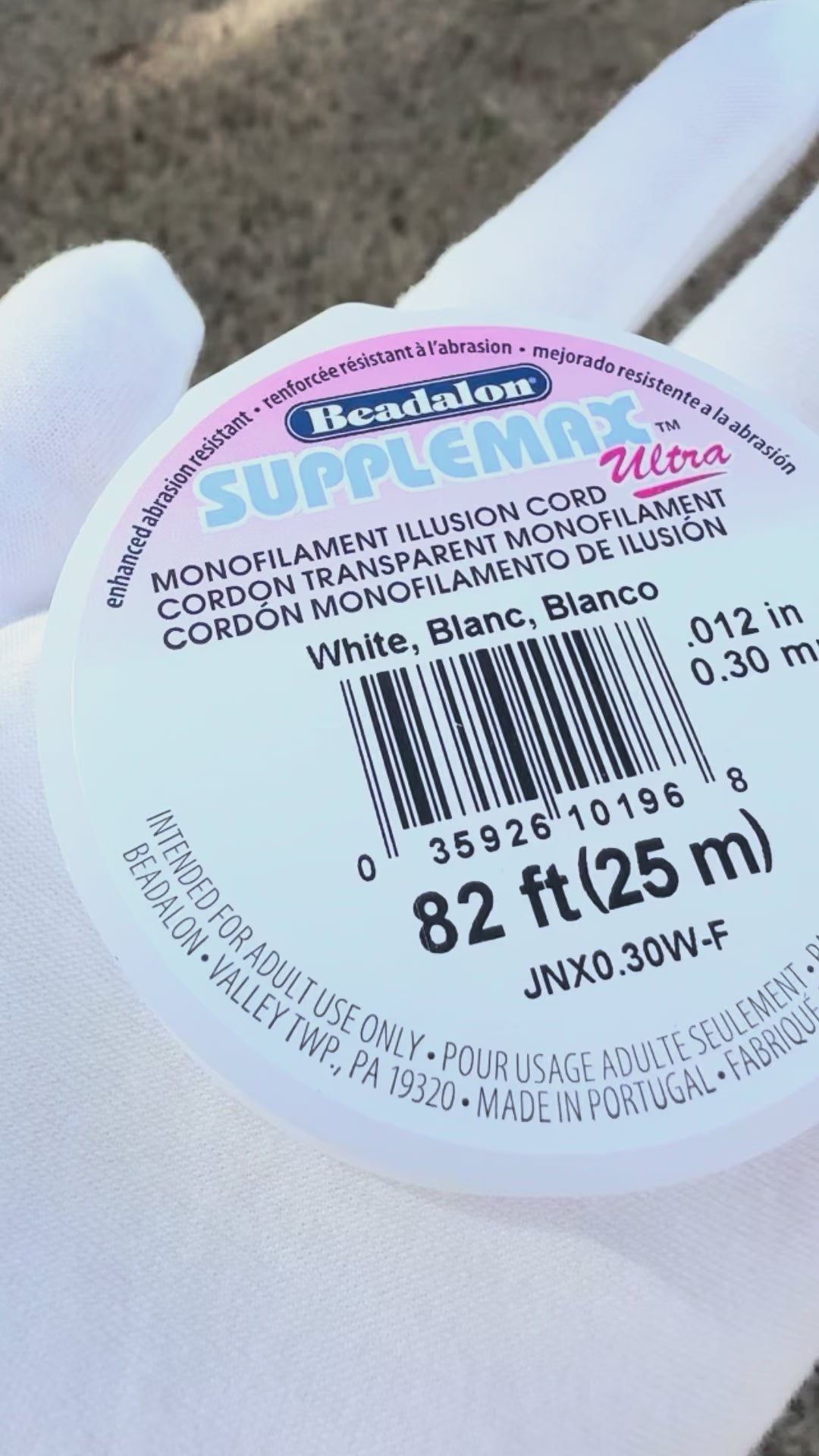 Supplemax ultra nylon monofilament thread 0.30mm white 25 meter spool for jewelry stringing