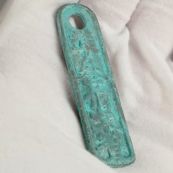 Casting Pendants-17x60mm Chinese Passport-Green Patina-Quantity 1