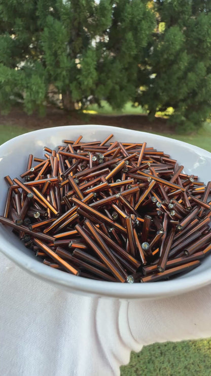 Seed Beads-25mm Bugle-Brown-Czech-Quantity 10 Tamara Scott Designs