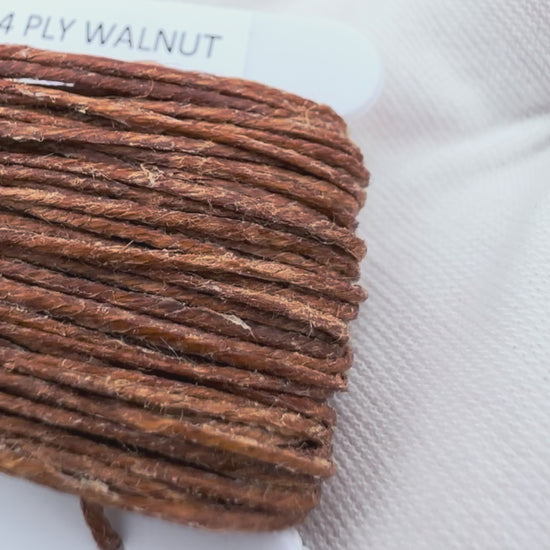 4-ply waxed Irish linen cord in walnut brown, 0.7mm thick, 10 yard spool for jewelry making
