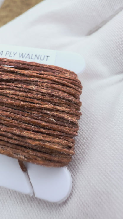 4-ply waxed Irish linen cord in walnut brown, 0.7mm thick, 10 yard spool for jewelry making