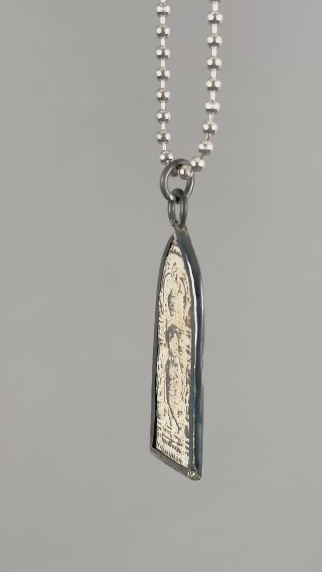 Finished Jewelry-Walking Buddha-Old Patina-Nickel Silver Ball Chain Necklace-24 Inches Tamara Scott Designs