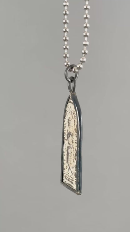 Finished Jewelry-Walking Buddha-Old Patina-Nickel Silver Ball Chain Necklace-24 Inches Tamara Scott Designs