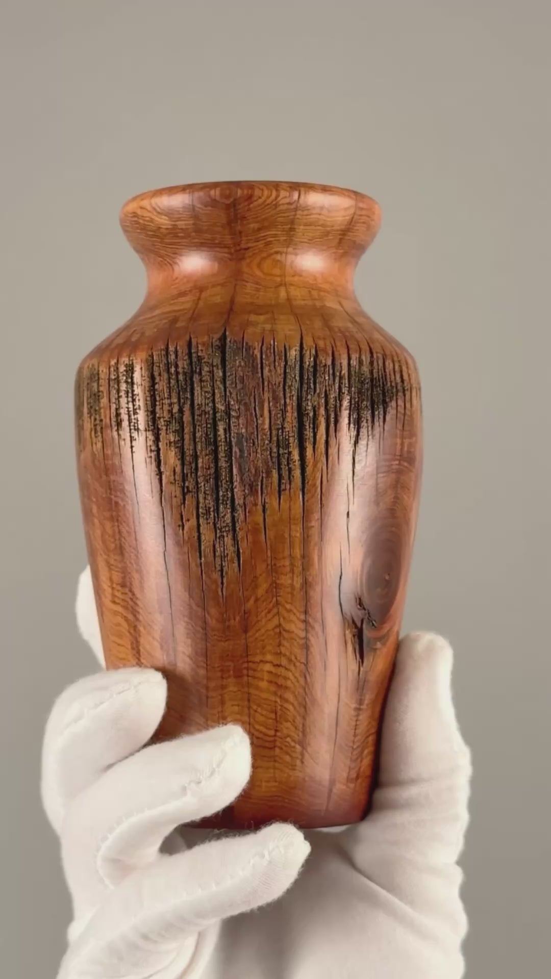 Vintage Hand Turned Rustic Live Edge Wooden Vase-Beautiful Grain and Form-RARE FIND Tamara Scott Designs