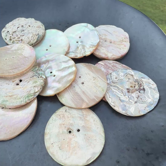 Button-30mm Iridescent Pāua Shell-White-Quantity 1 Tamara Scott Designs