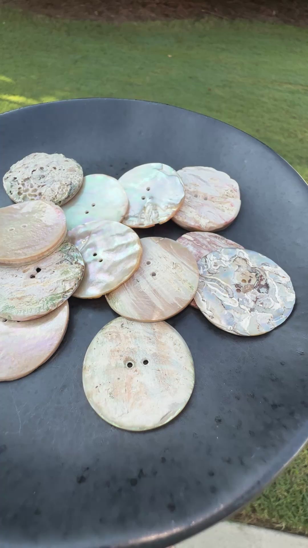 Button-30mm Iridescent Pāua Shell-White-Quantity 1 Tamara Scott Designs