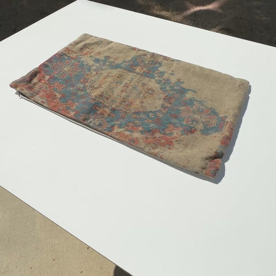 Home Decor-Pottery Barn Navin Print Lumbar Pillow Cover-Blue Tan Rust-Throw Pillow Insert Tamara Scott Designs