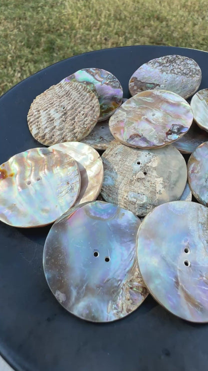 Button-39mm Iridescent Pāua Shell-Quantity 1 Tamara Scott Designs