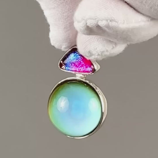 Mirage Dichroic Pendant #7–Sterling Silver Color-Changing Glass Pendant–25x39mm Mood Jewelry-One of A Kind
