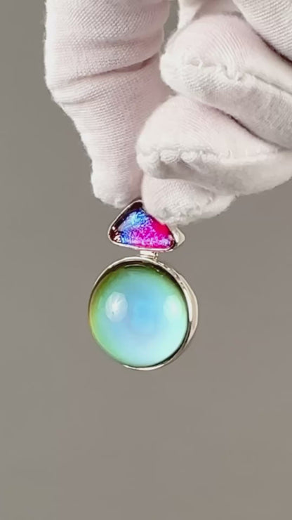 Mirage Dichroic Pendant #7–Sterling Silver Color-Changing Glass Pendant–25x39mm Mood Jewelry-One of A Kind