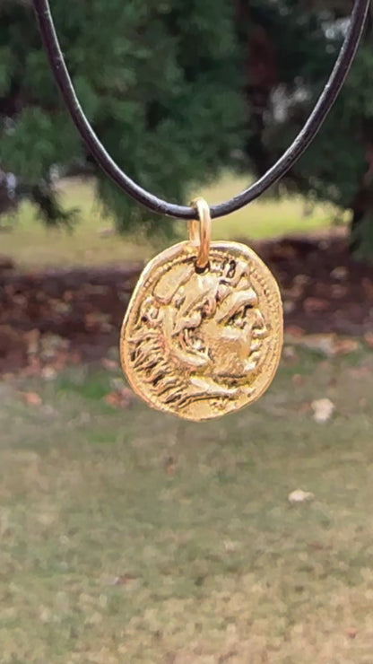 Pewter-16mm Roman Small Coin Charm-Antique Gold-Quantity 1
