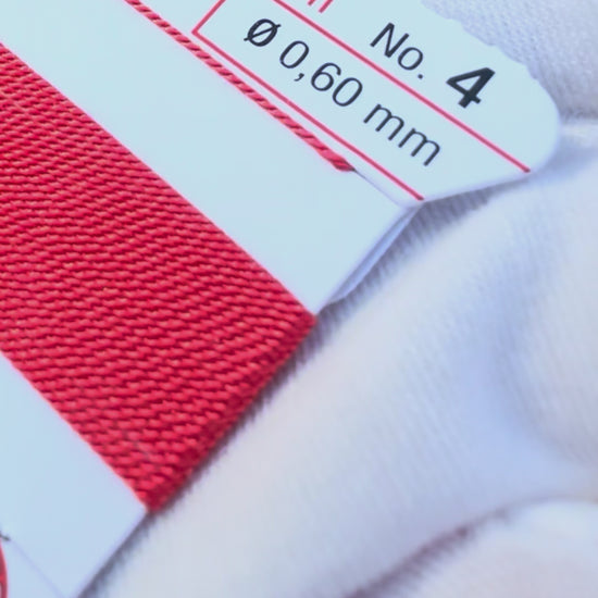 Griffin natural silk bead cord size 4 coral with attached twisted needle 2 meter card