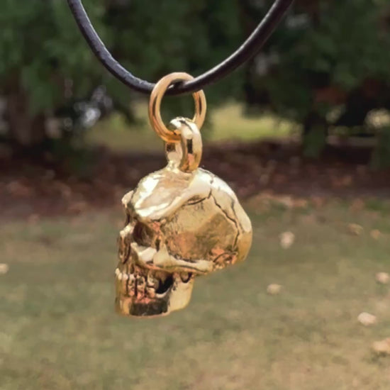 Pewter-17x8mm Skull Head Charm-3 Dimensional-Antique Gold-Quantity 1 Tamara Scott Designs