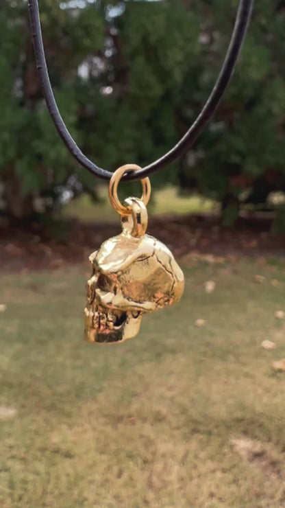 Pewter-17x8mm Skull Head Charm-3 Dimensional-Antique Gold-Quantity 1 Tamara Scott Designs