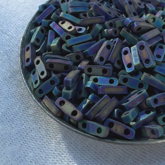 Seed Beads-5mm 1/4 Cut Tila-401FR Matte Black AB-Miyuki-7 Grams Tamara Scott Designs