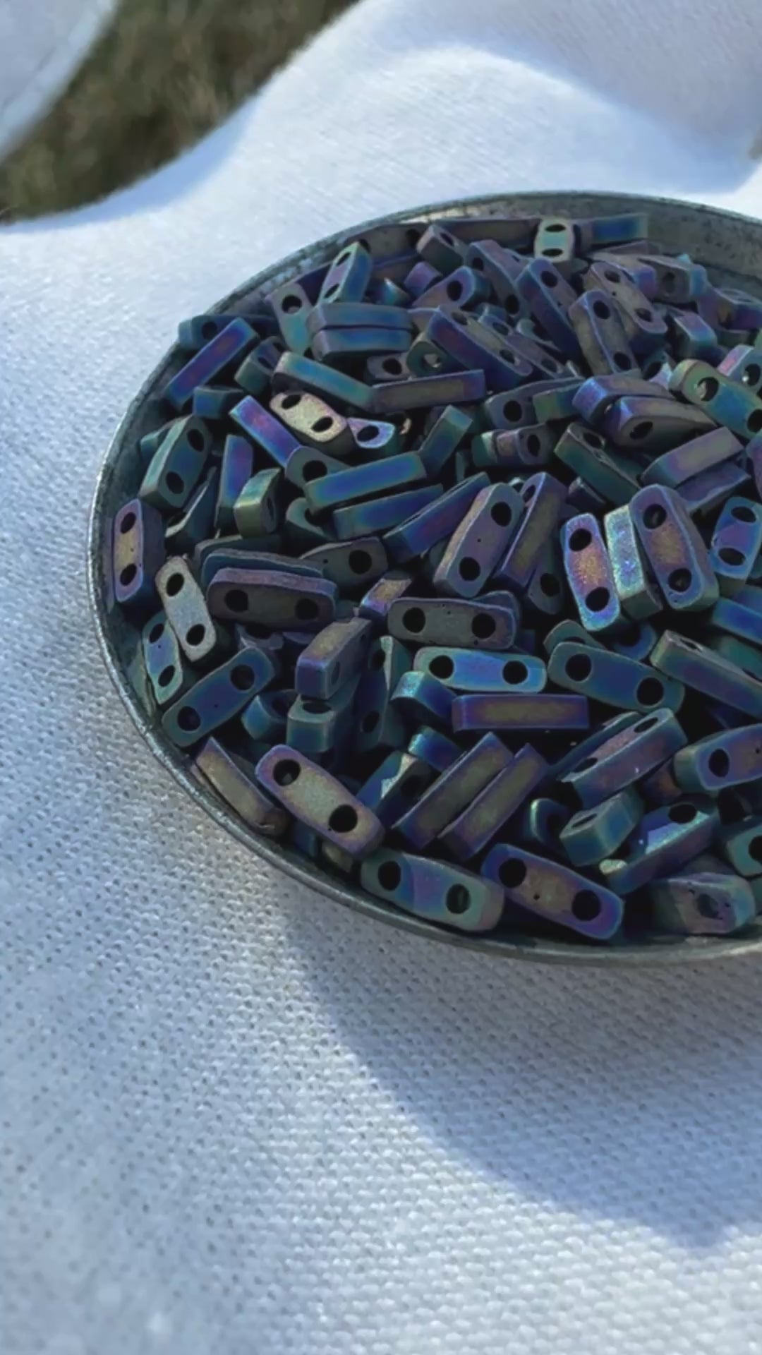 Seed Beads-5mm 1/4 Cut Tila-401FR Matte Black AB-Miyuki-7 Grams Tamara Scott Designs