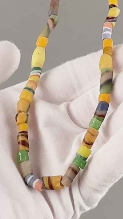 Pulverized Glass Trade Beads, 5-8mm Ghana, Colorful Sandcast African Beads, 36 Inch Strand, Recycled Glass Beads for Jewelry Making