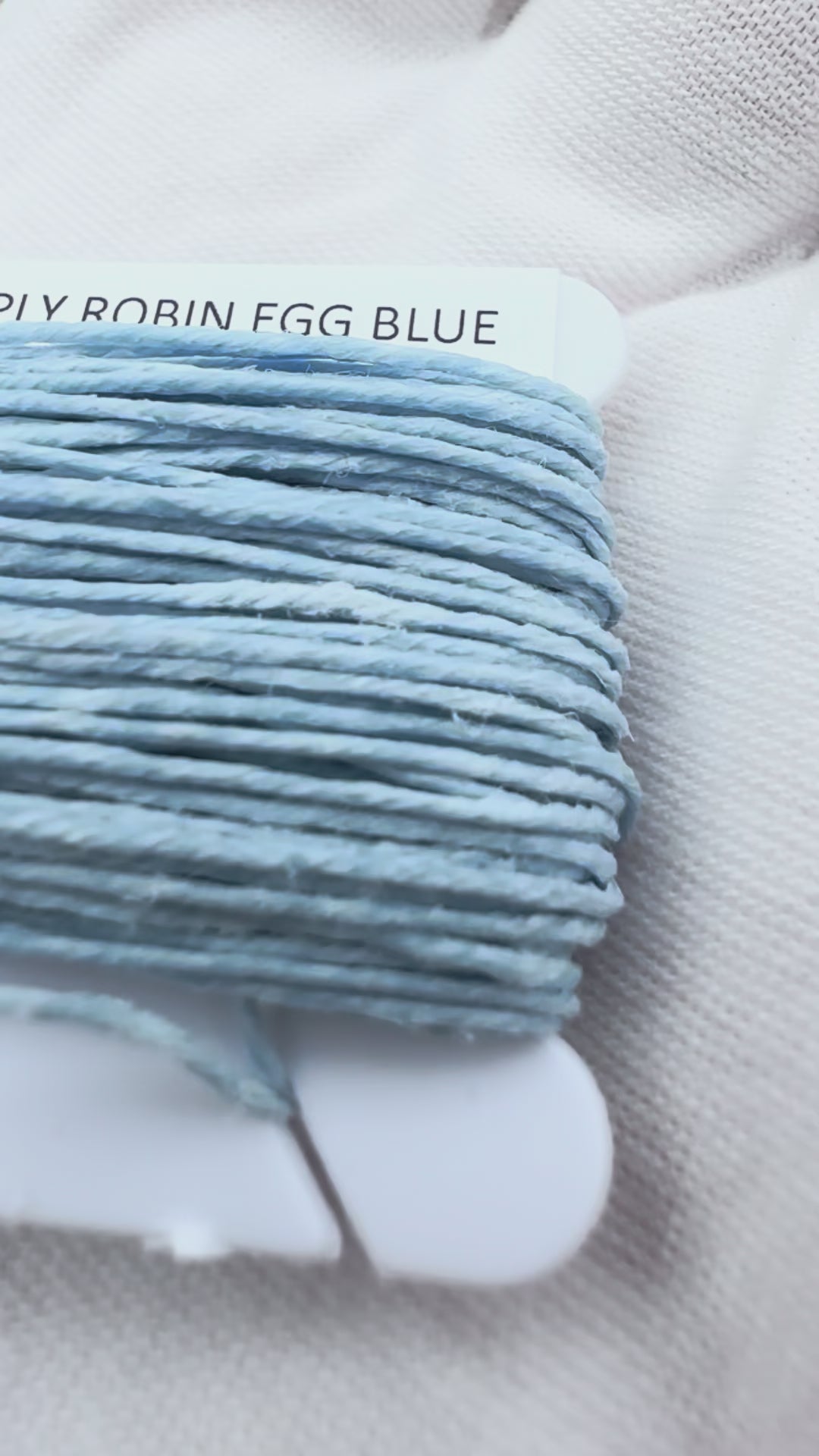 4-ply waxed Irish linen cord in robin egg blue, 0.7mm thick, 10 yard spool for jewelry making