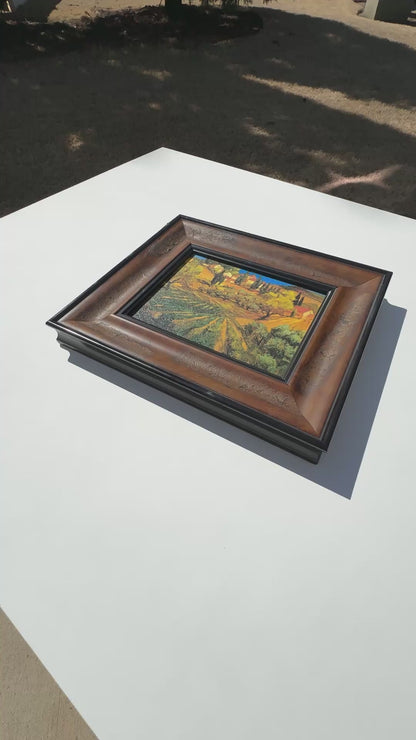 Custom Framed Vintage Tuscan Landscape Wall Art-Unique Distressed Frame-Gift for Art Collector Tamara Scott Designs