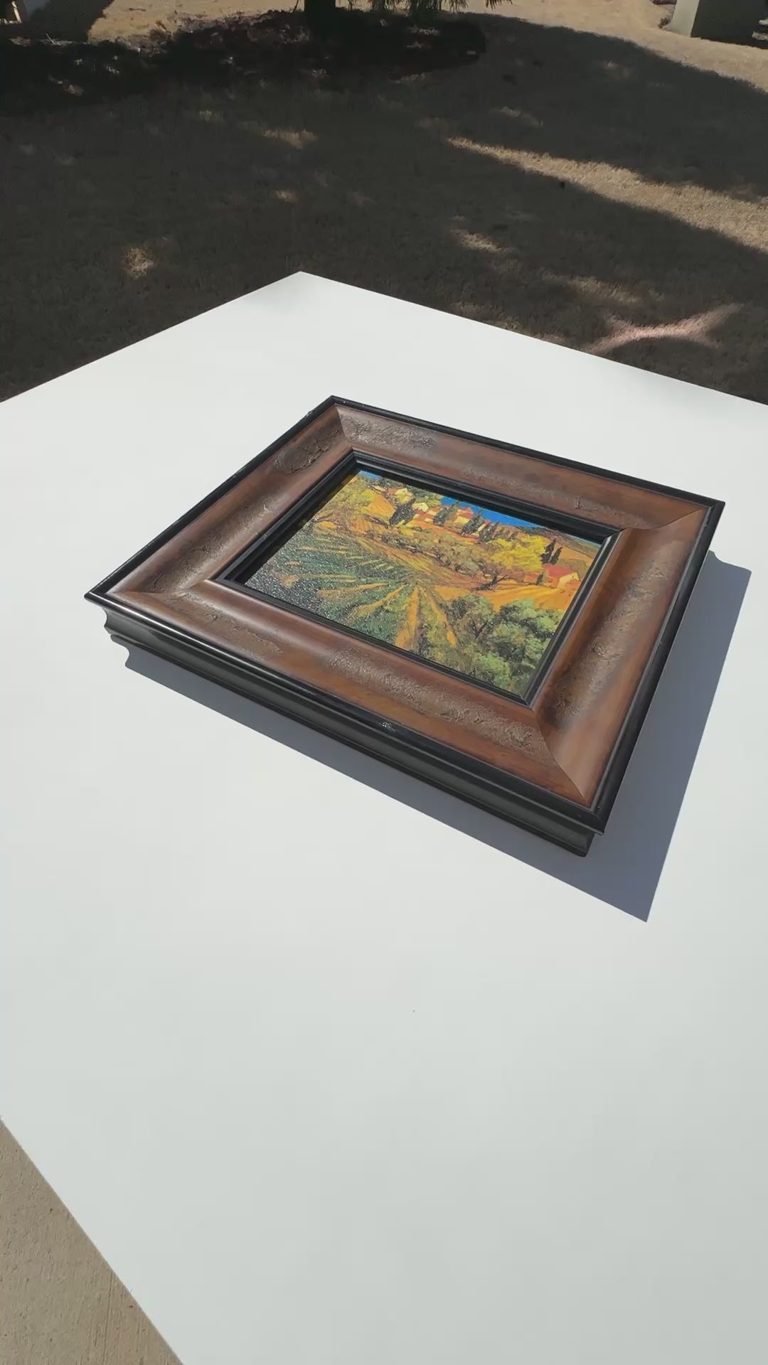 Custom Framed Vintage Tuscan Landscape Wall Art-Unique Distressed Frame-Gift for Art Collector Tamara Scott Designs