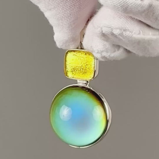 Mirage Dichroic Pendant #1–Sterling Silver Color-Changing Glass Pendant–25x39mm Mood Jewelry-One of A Kind