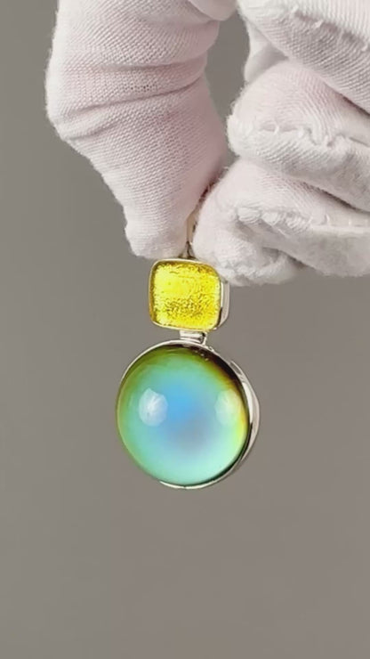 Mirage Dichroic Pendant #1–Sterling Silver Color-Changing Glass Pendant–25x39mm Mood Jewelry-One of A Kind