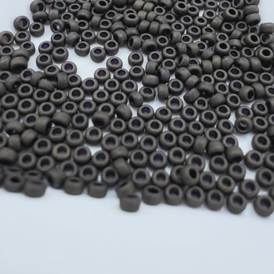 Miyuki 15/0 round seed beads in 2004 matte metallic dark olive, 7 gram tube