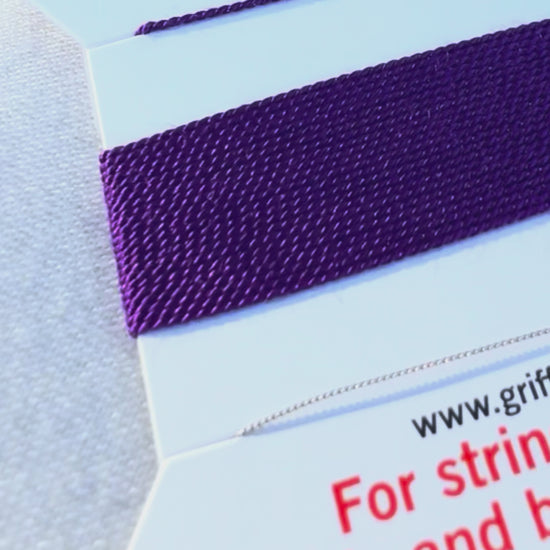 Griffin natural silk bead cord size 4 amethyst with attached twisted needle 2 meter card