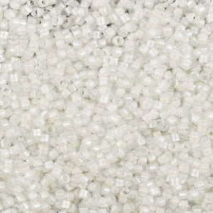 Seed Beads-11/0 Delica-66 White Lined Crystal AB-Miyuki-7 Grams