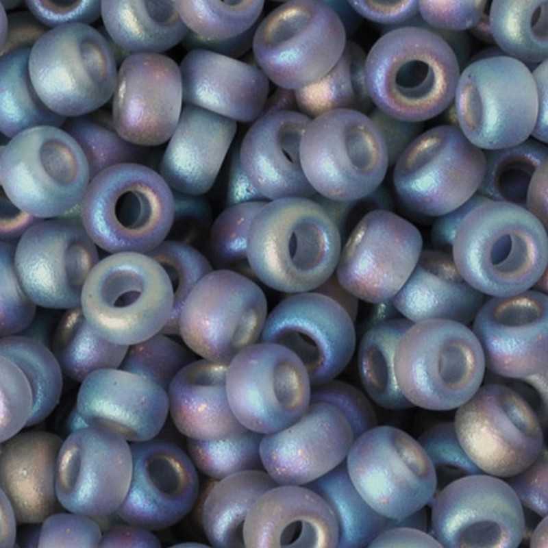 Seed Beads-6/0 Round-152FR Matte Transparent Grey AB-Miyuki-16 Grams