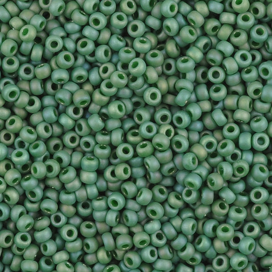 Seed Beads-11/0 Round-4699 Frost Opaque Glaze Rainbow Green-Miyuki-16 Grams