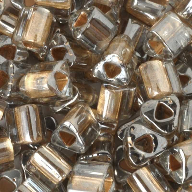 Seed Beads-11/0 Triangle-993 Gold Lined Black Diamond-Toho-7 Grams