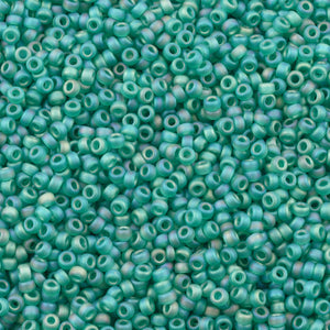 Seed Beads-15/0 Round-147FR Matte Transparent Emerald AB-Miyuki-7 Grams