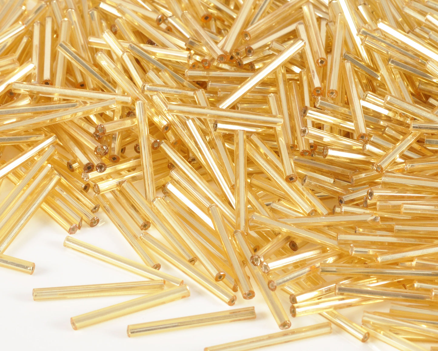 Seed Beads-25mm Bugle-Gold-Czech-Quantity 10 Tamara Scott Designs