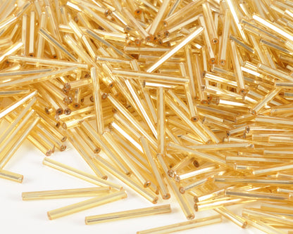 Seed Beads-25mm Bugle-Gold-Czech-Quantity 10 Tamara Scott Designs