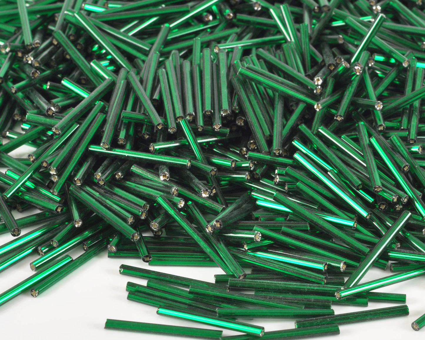 Seed Beads-25mm Bugle-Green-Czech-Quantity 10 Tamara Scott Designs