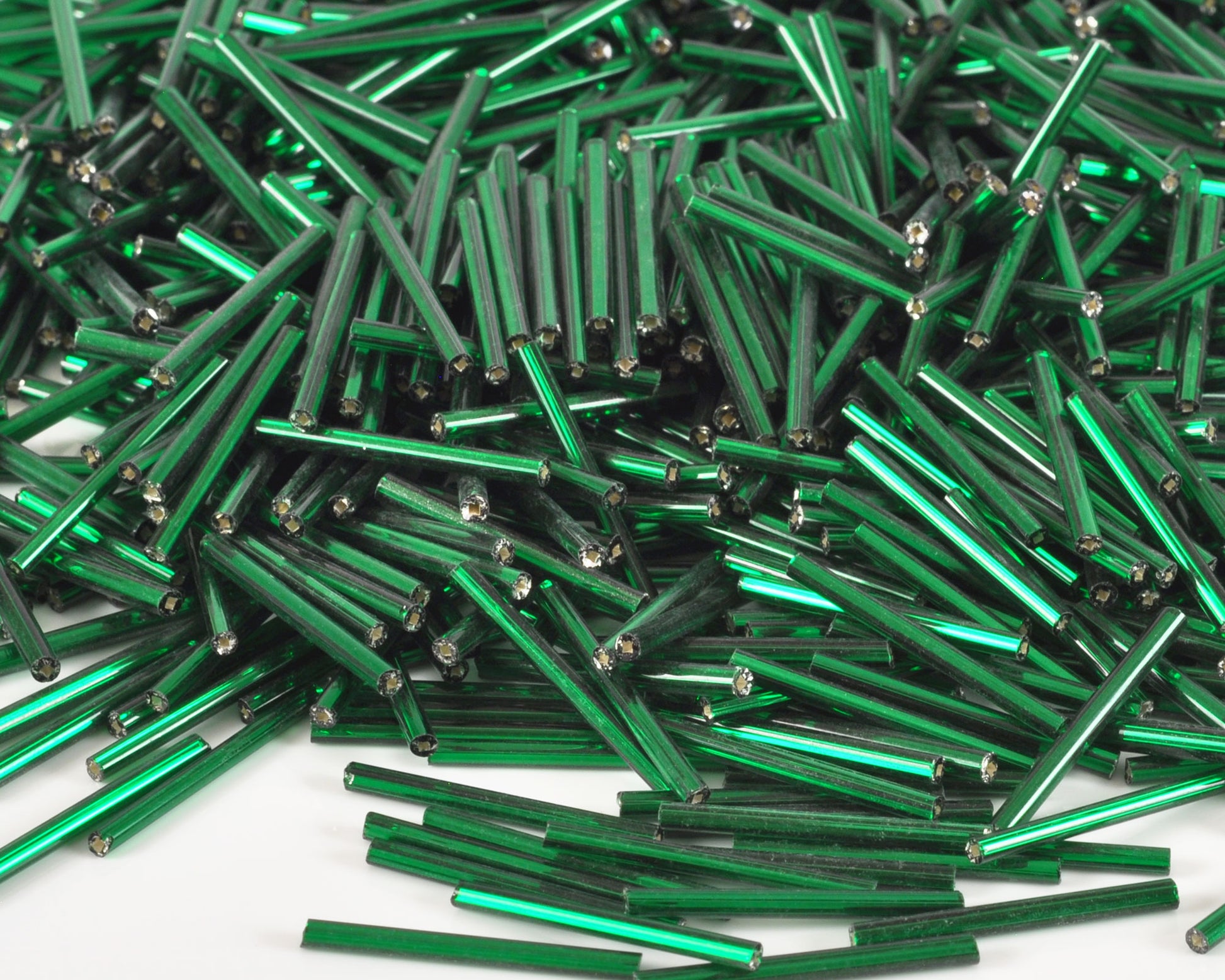 Seed Beads-25mm Bugle-Green-Czech-Quantity 10 Tamara Scott Designs