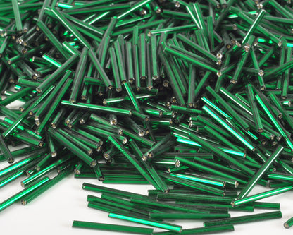 Seed Beads-25mm Bugle-Green-Czech-Quantity 10 Tamara Scott Designs