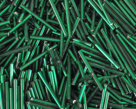 Seed Beads-25mm Bugle-Green-Czech-Quantity 10 Tamara Scott Designs