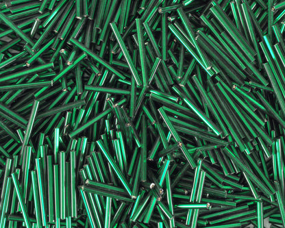 Seed Beads-25mm Bugle-Green-Czech-Quantity 10 Tamara Scott Designs