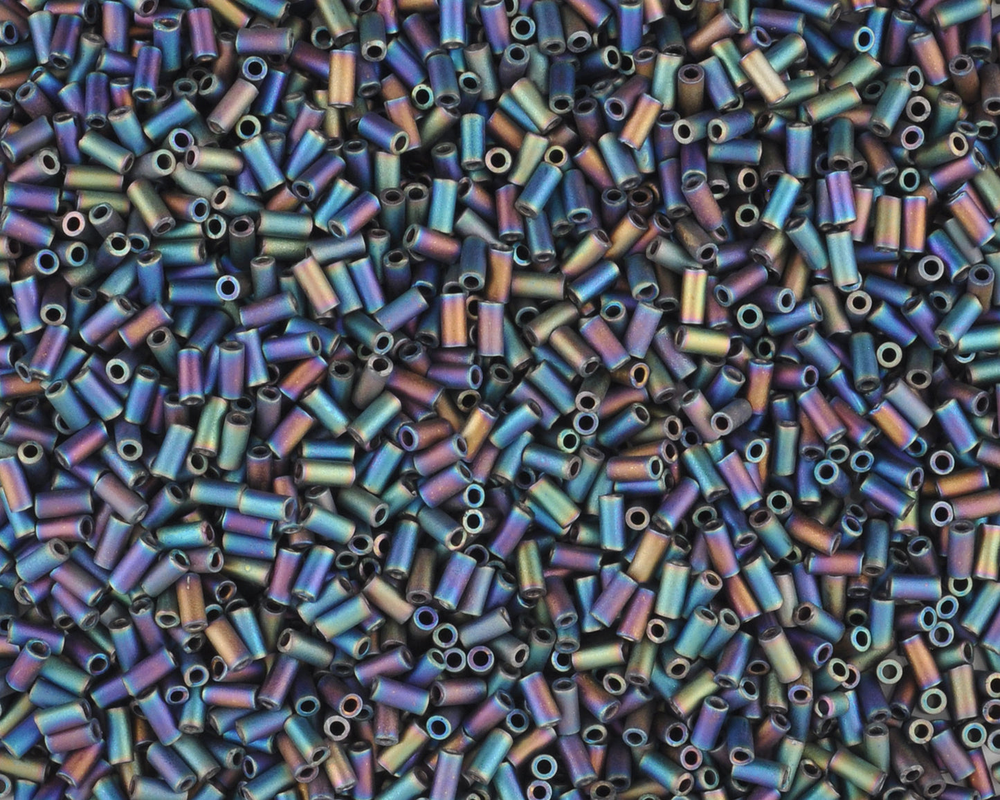 Seed Beads-3mm Bugle-401FR Matte black AB -Miyuki-7 Grams Tamara Scott Designs