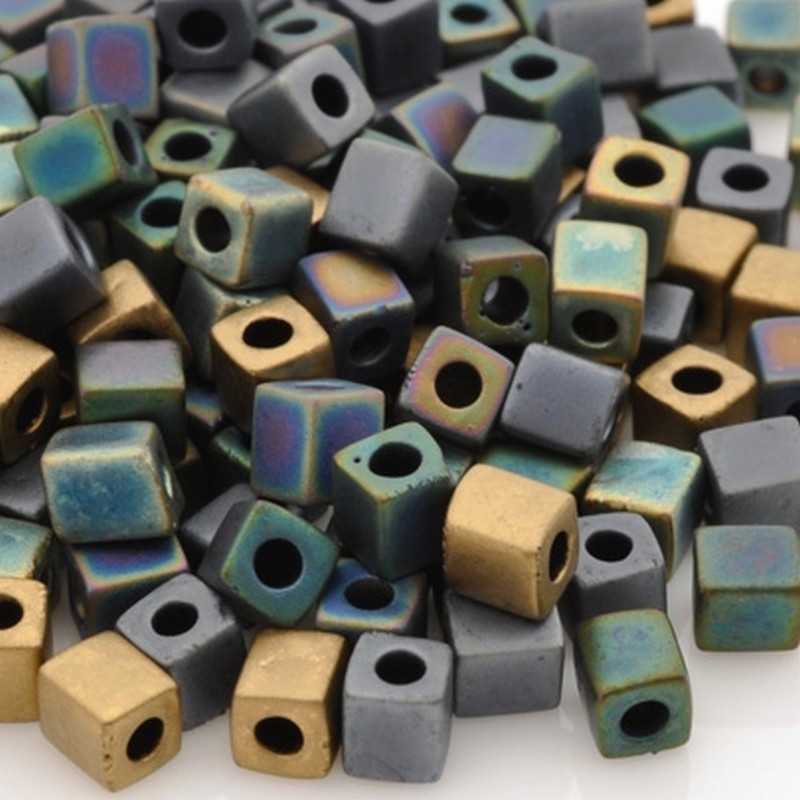 Seed Beads-4mm Cube-24 Matte Heavy Metals Mix-Miyuki-7 Grams