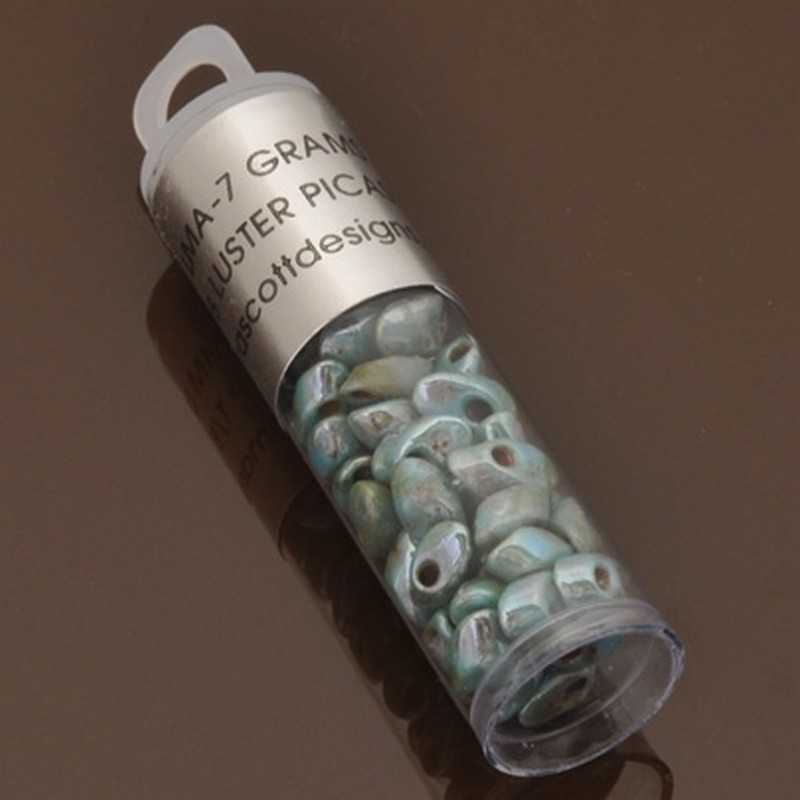 Seed Beads-4x7mm Long Magatama-4514 Opaque Turquoise Blue Picasso-Miyuki-7 Grams