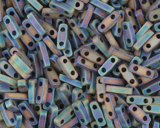 Seed Beads-5mm 1/4 Cut Tila-401FR Matte Black AB-Miyuki-7 Grams Tamara Scott Designs