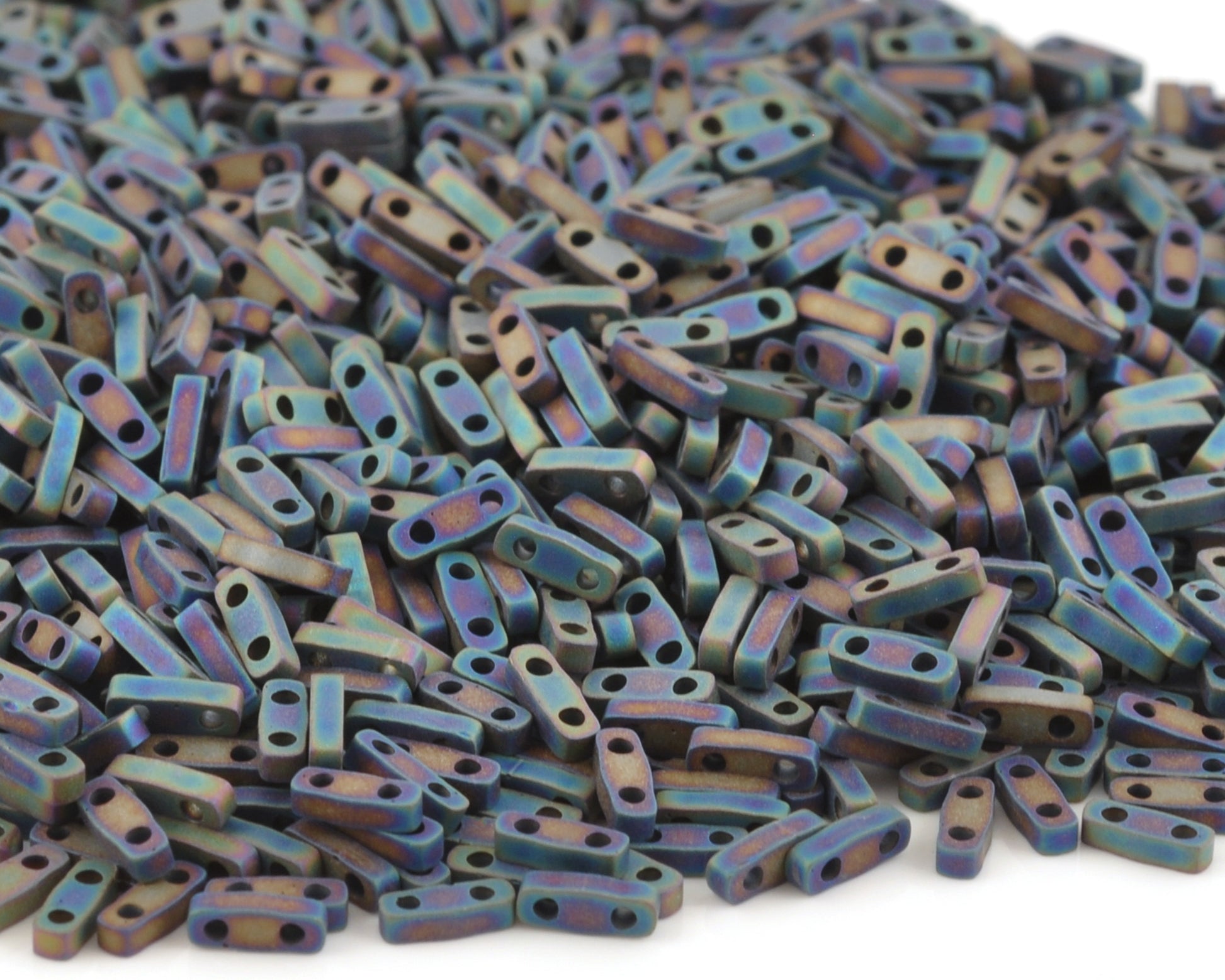 Seed Beads-5mm 1/4 Cut Tila-401FR Matte Black AB-Miyuki-7 Grams Tamara Scott Designs