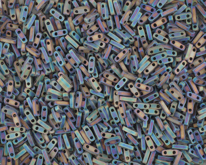 Seed Beads-5mm 1/4 Cut Tila-401FR Matte Black AB-Miyuki-7 Grams Tamara Scott Designs