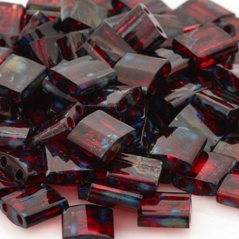 Seed Beads-5mm Tila-4504 Transparent Ruby Picasso-Miyuki-7 Grams