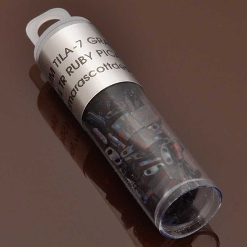 Seed Beads-5mm Tila-4504 Transparent Ruby Picasso-Miyuki-7 Grams