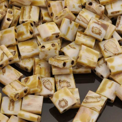 Seed Beads-5mm Tila-4512 Canary Yellow Matte Picasso-Miyuki-7 Grams